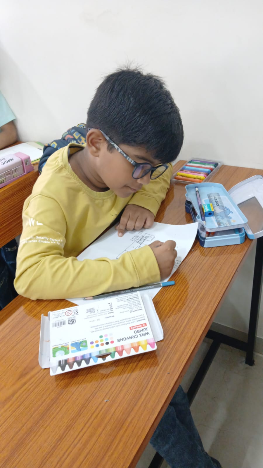 Student drawing at Art Therapy Workshop at Smart Kids Study Circle Manish Nagar